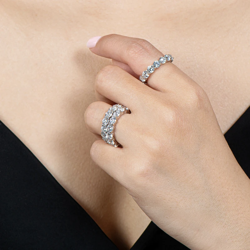Rrjzz 4MM Voll-Moissanit Ehering für Frauen D-Farbe Laborgezüchteter Diamant Verlobungsring GRA Schmuck Geschenke – Detail 8