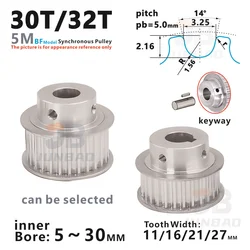 Htd5m同期ホイールベルト、3Dプリンターパーツ、32歯タイミングプーリー、幅11mm、16mm、21mm、27mm、ボア5mm、6mm、8mm、10mm 12mm, 14mm, 15mm〜28mm