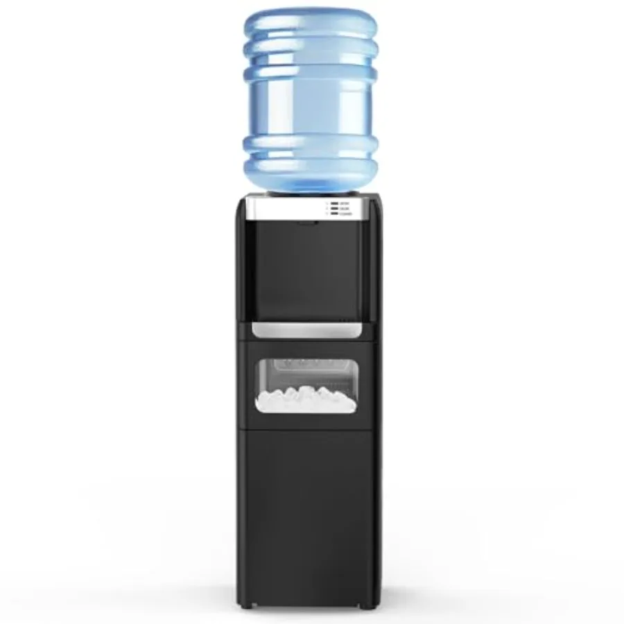 Water Dispenser with Ice Maker, Top Loading Hot Cold Water Cooler for 5 Gallon Bottles, Child Safety Lock, Ideal for Home, Offi