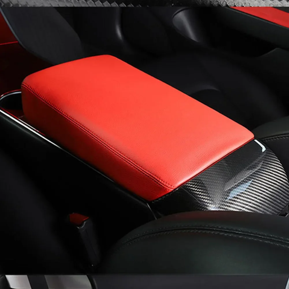 Автомобильные детали, чехол на подлокотник консоли, подлокотник центрального управления автомобиля, кожаный защитный чехол для Tesla Model 3Y