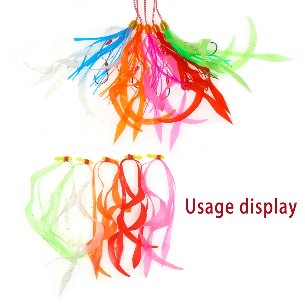 LIONRIVER 20PCS Silicone Rubber Luminous Skirts Streamer Trailers Jigs Snapper Saltwater Fishing Trolling Lure Material