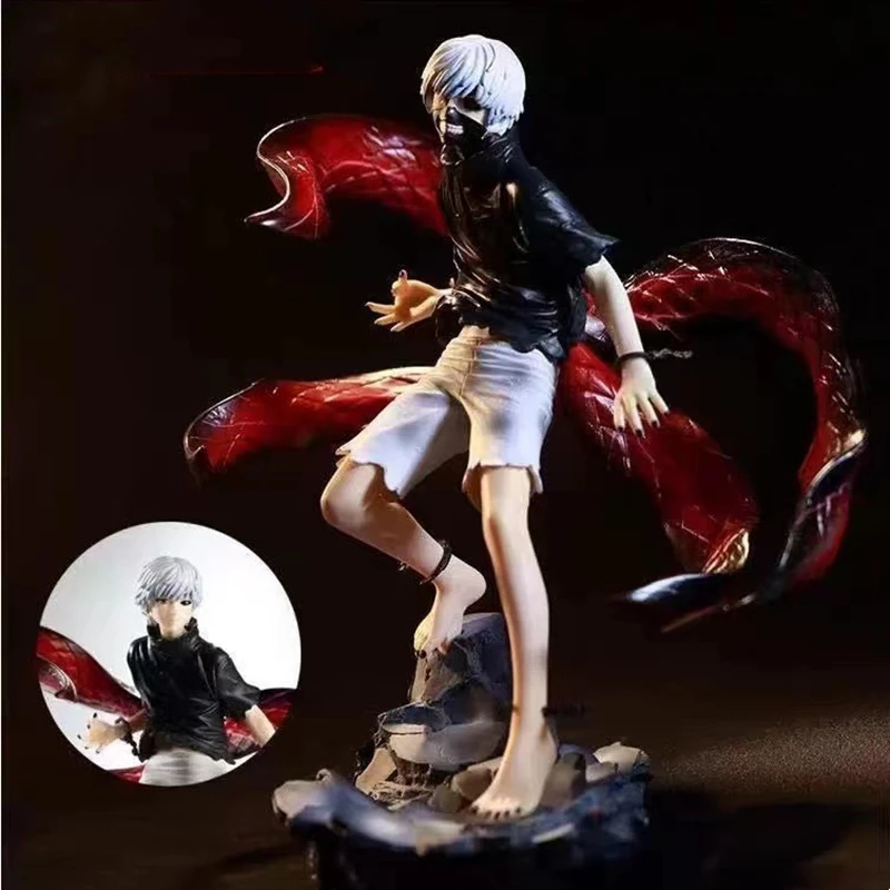 Tokyo Ghoul Kaneki Ken 21cm Figure Mask Model Doll Anime Two Heads Statue Ornament Cool Fight Gifts Toys