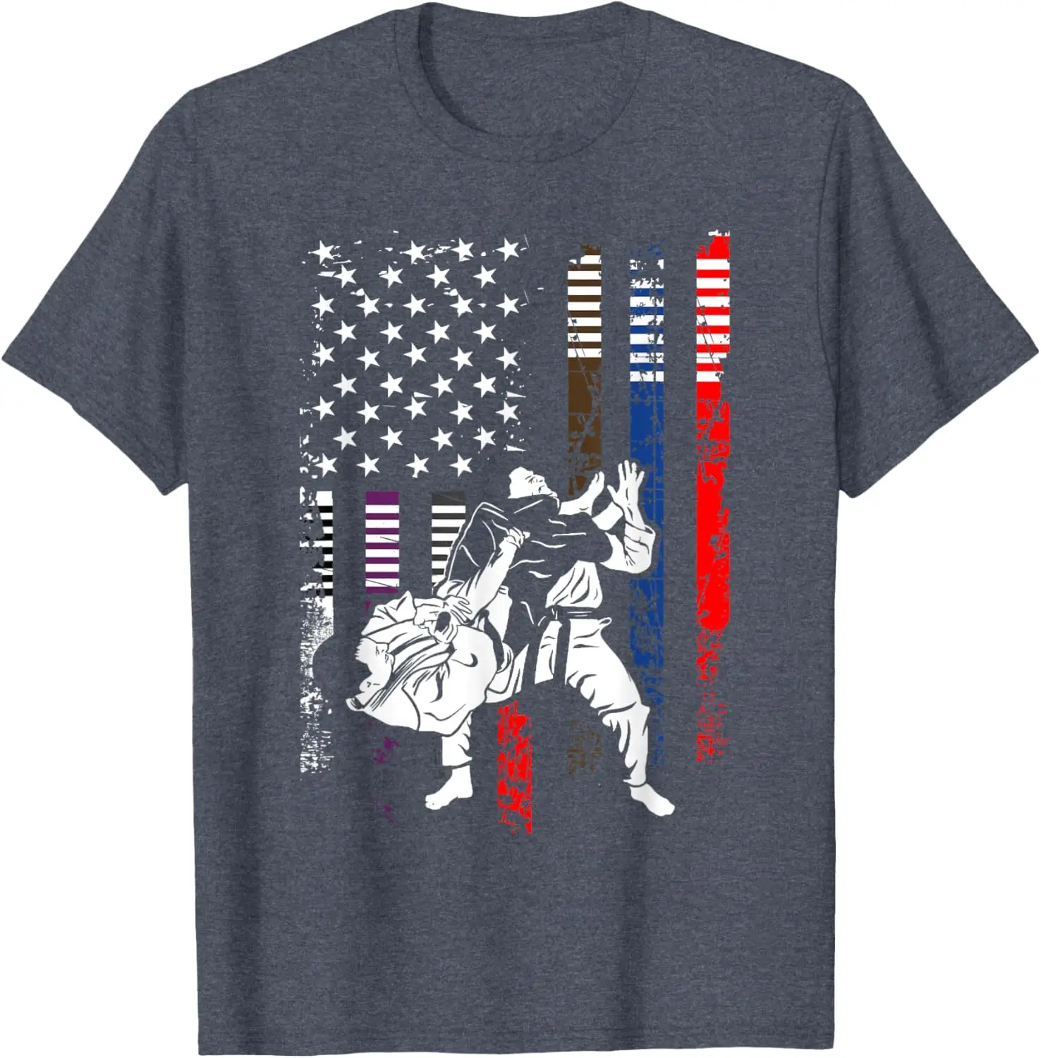 Brazilian Jiu Jitsu - American Flag Martial Arts T-Shirt 100% Cotton O-Neck Short Sleeve Summer Casual Mens T-shirt Streetwear