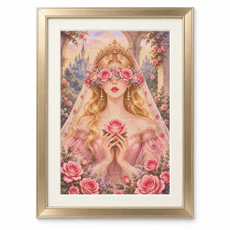 ZZ9415- Rose Beauty 14CT 16CT 18CT Stamped Canvas Cross Stitch DIY Set Needlework Embroidery 176 Colors