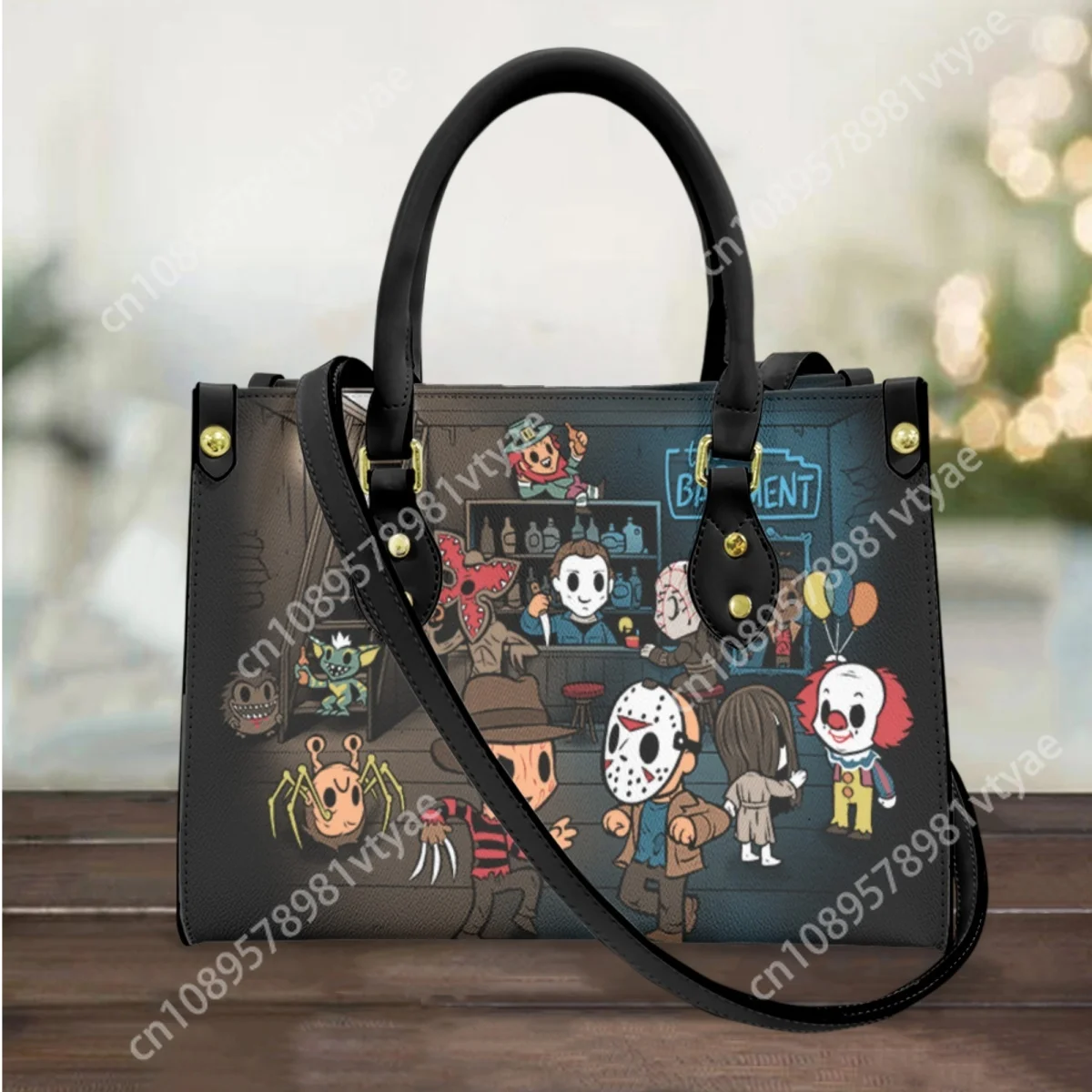 

Women Elegant PU Leather Small Cross Bady Bag Horror Friends Brand Design Trendy Top Handle Totes Fashion Casual Coin Purse Gift