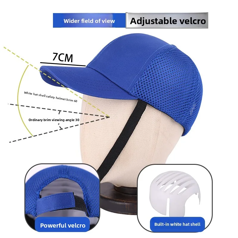 Net Cloth Hi-Viz Anti-collision Hard Hat Work Safety Bump Cap Baseball Hat Style Helmet Head Protection Repairing