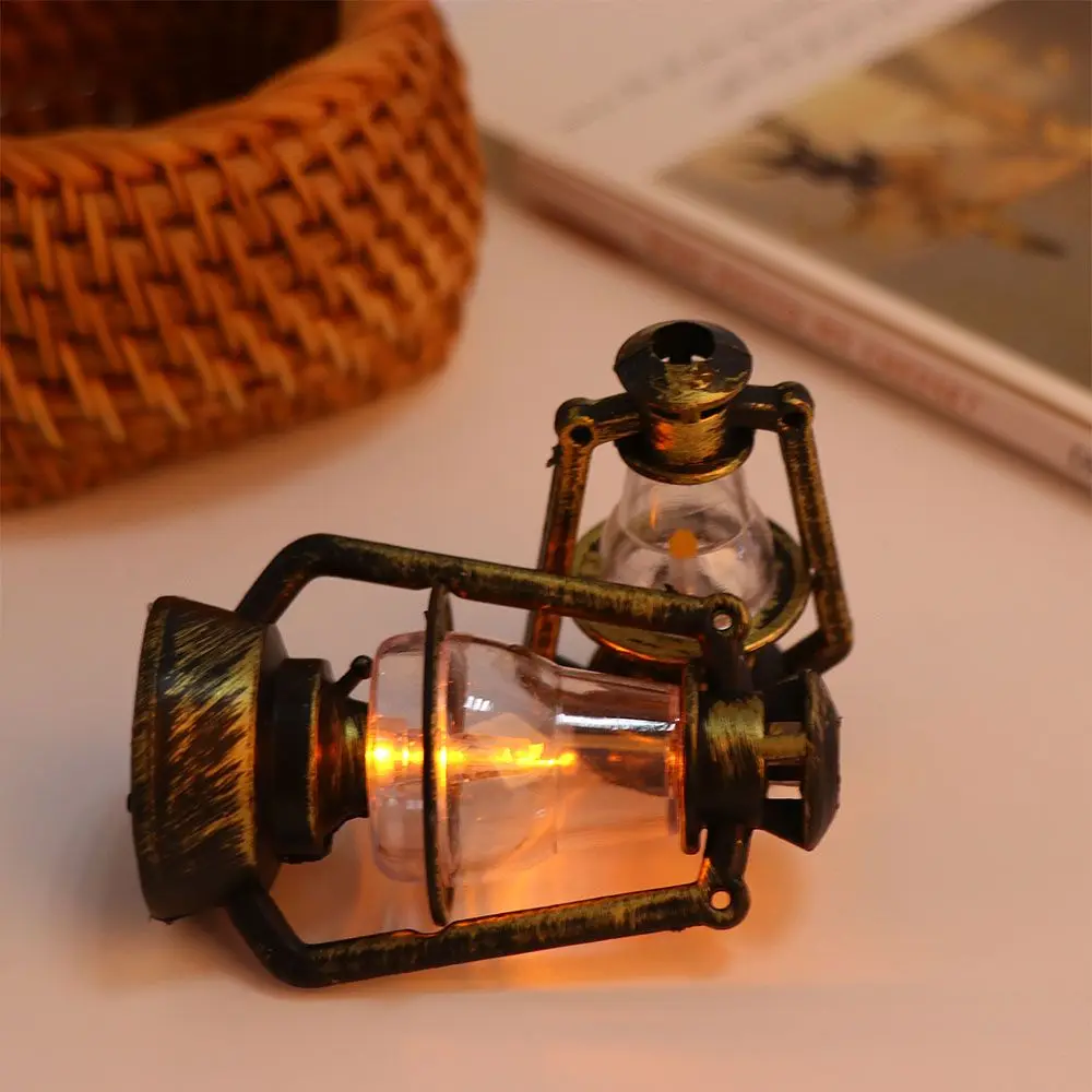 1:12 1:6 Scale Miniature Oil Lamp Dollhouse Accessories Mini Kerosene Lantern Doll House Decor Scene Ornaments Pretend Play