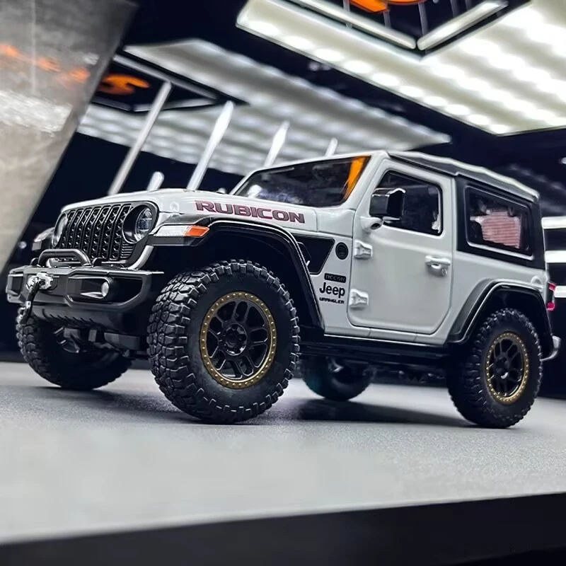 1:18 jeepy Wrangler Rubicon ze stopu samochodów terenowych Model odlewu i metalowy Model samochodu zabawka symulacja dźwięk i światło prezent dla dzieci