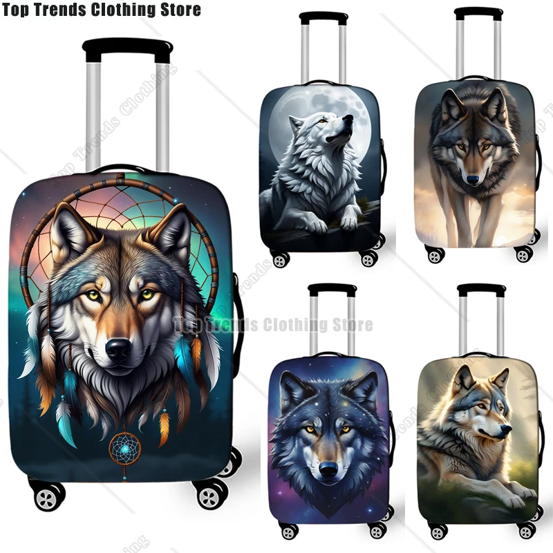 

Galaxy Wolf Dreamcatcher Print Luggage Cover for Travel Anti-dust Suitcase Covers Elastic Trolley Case Cover
