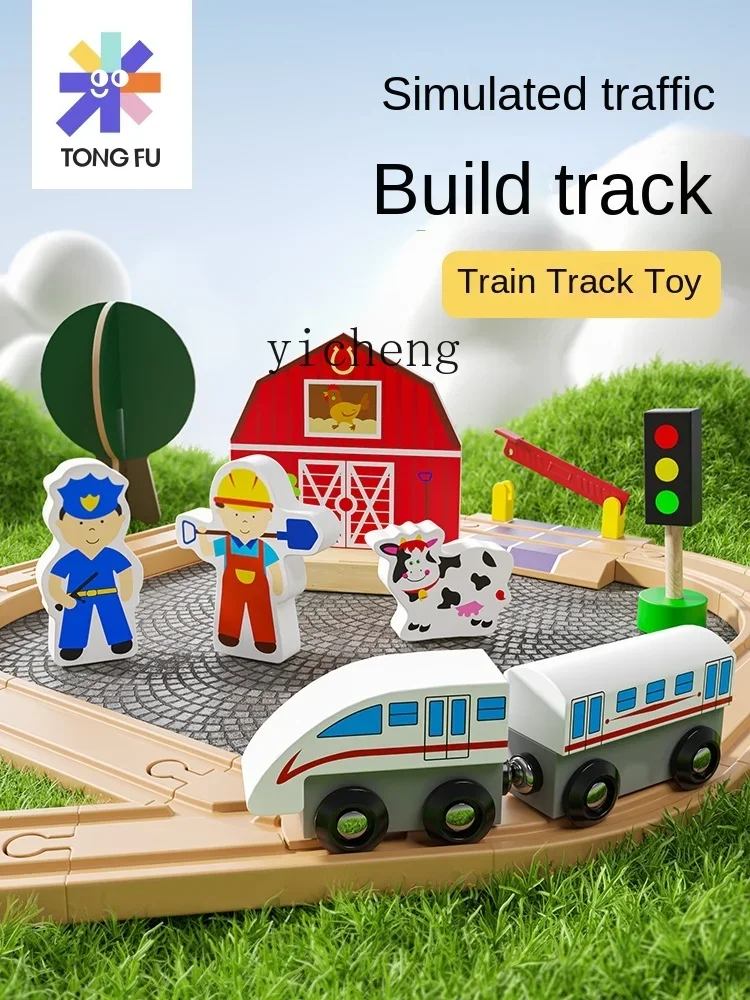 Zestaw kolejowy XL, drewniane, do samodzielnego montażu, pociąg, zabawka edukacyjna dla dzieci, wczesna edukacja