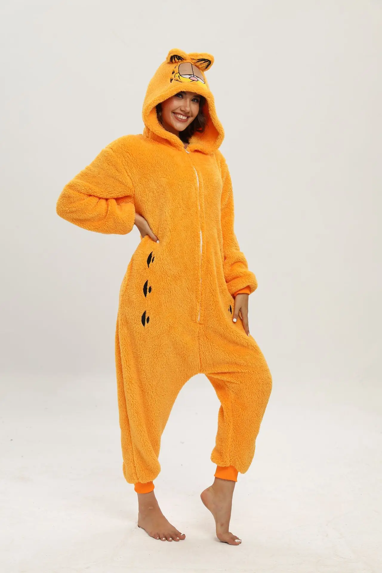 MINISO unisex garfield kostiumy Onesies kot Cosplay piżama piżama dla dorosłych zwierząt bielizna nocna kombinezon