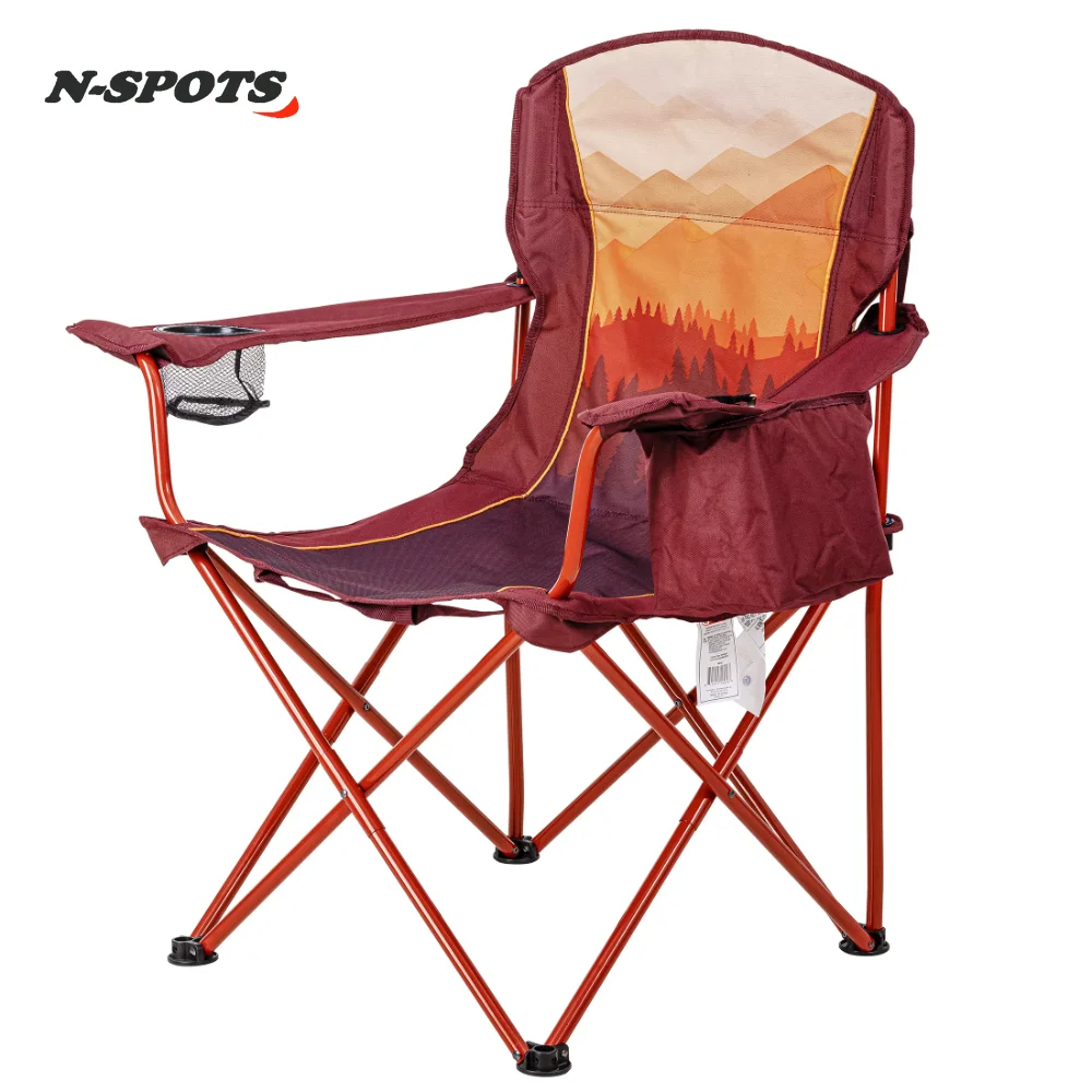 

Ozark Trail Oversized Camp Chair with Cooler, Ombre Mountains Design, Red and Orange