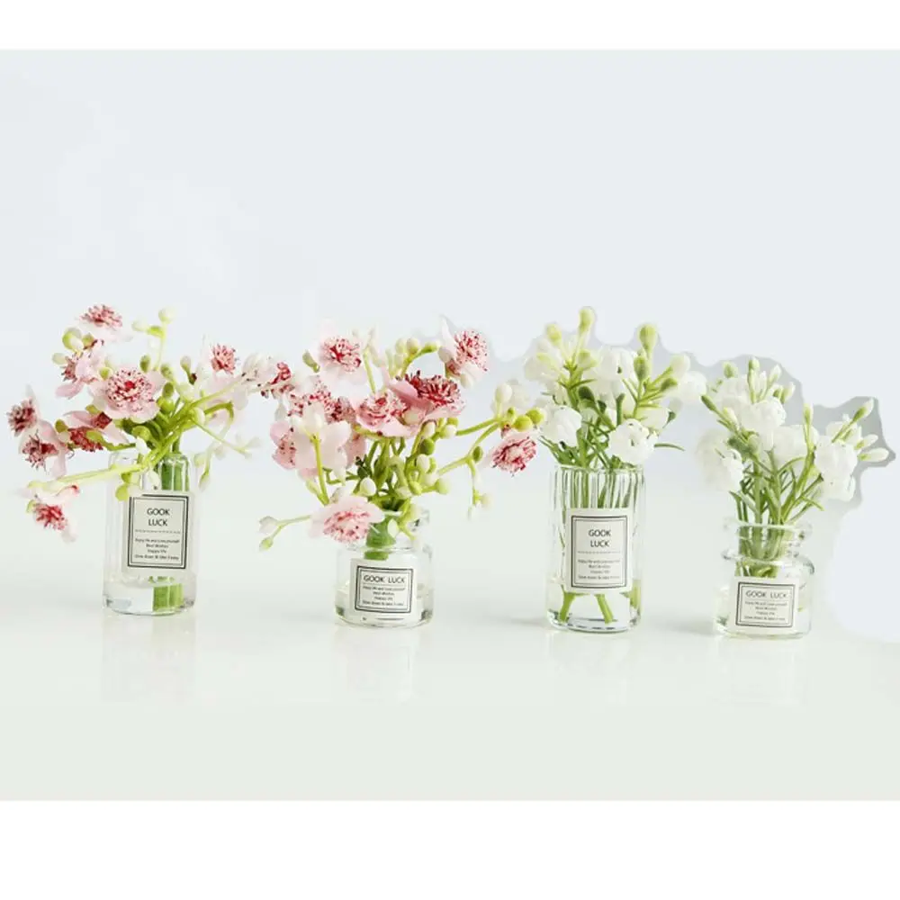 Vase à fleurs de jasmin, modèle artisanal, accessoires pour maison de poupée, Simulation de plantes en pot, décoration de maison de poupée