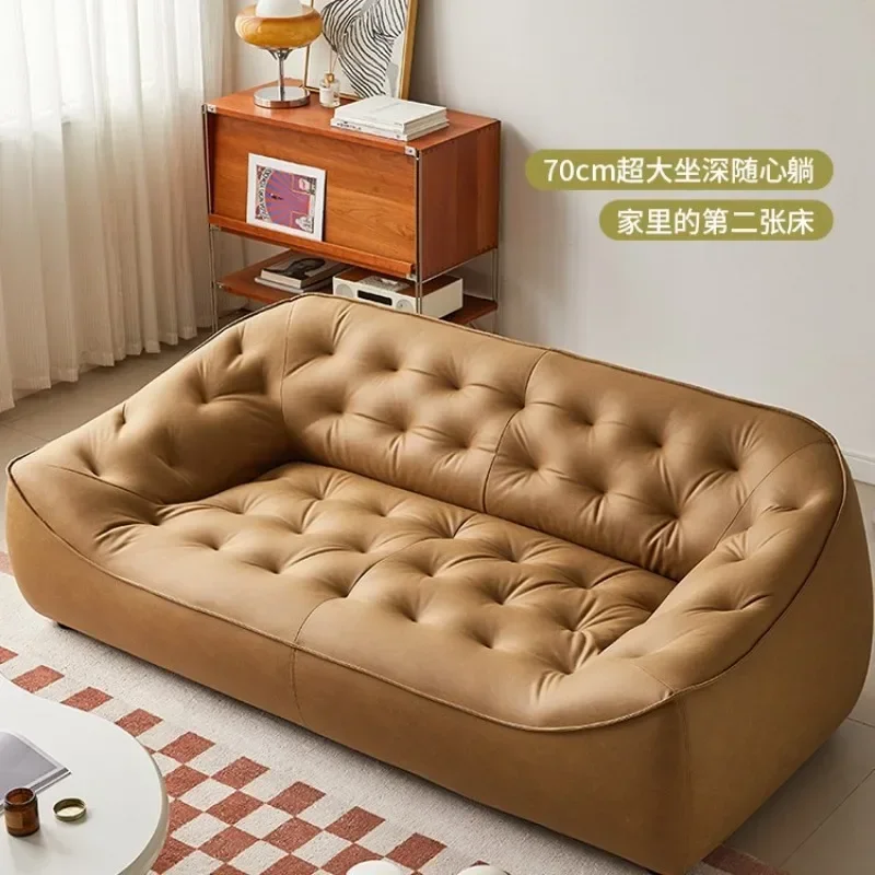 Retro technology leather sofa oil wax bean bag sofa, first layer cowhide medium