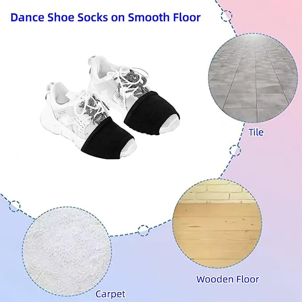 One Pairs Dance Socks, Practice and Reusable Over Sneaker Dance Socks on Smooth Floors