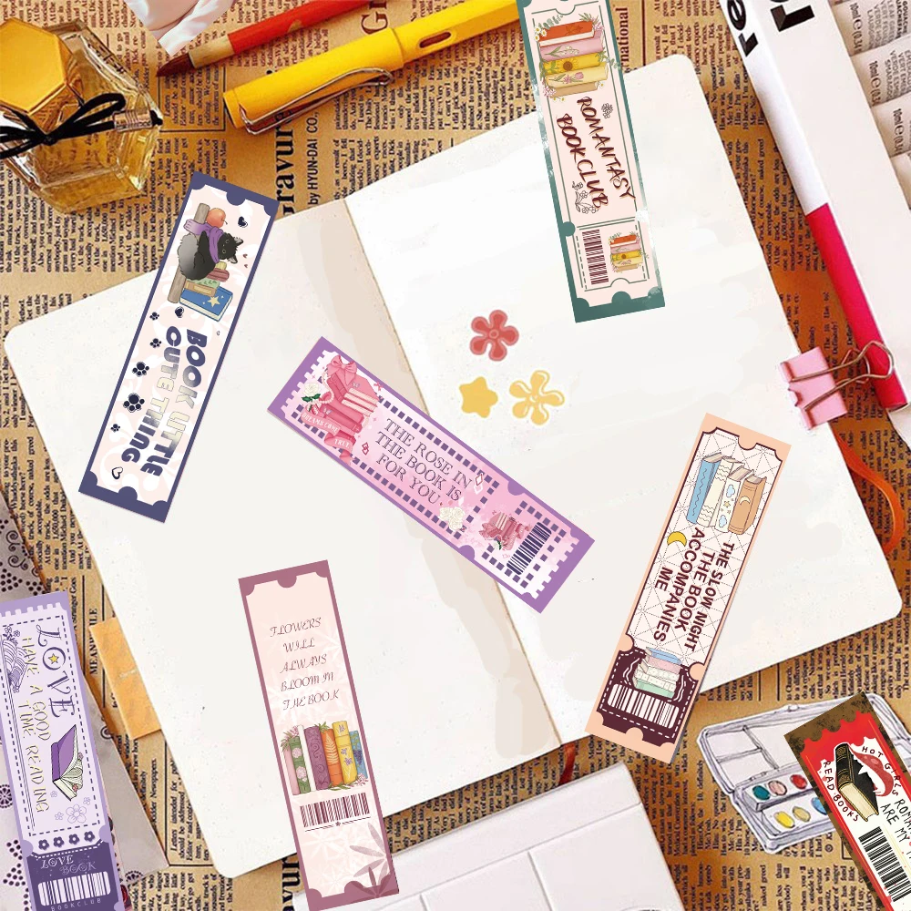 60PCS Book Lovers Club Bookmark Motorcycle Accessories Book Reading Lovers Book Club Supply Cafe Printing Vintage Bookmarks