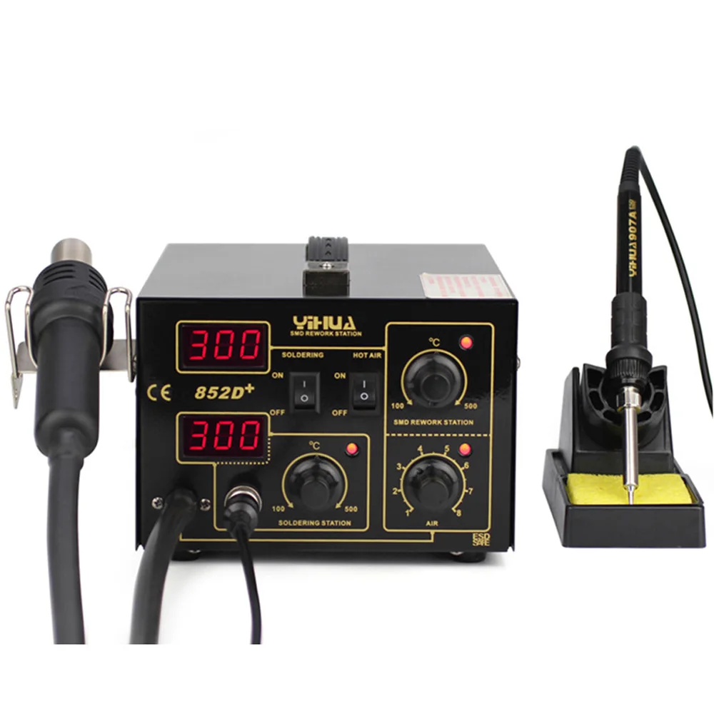 YIHUA 852D+ Wind machine type hot air gun welding station Digital hot air desoldering station 2-in-1 hot air welding station