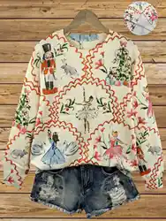 Autumn and winter fashion new style stylish and versatile pullover long-sleeve women's top flat digital printing trendy women's