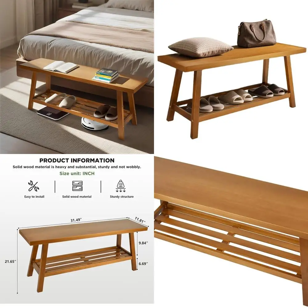 Panca compatta in legno rustico per ingresso, camera da letto, sala da pranzo, soggiorno e corridoio