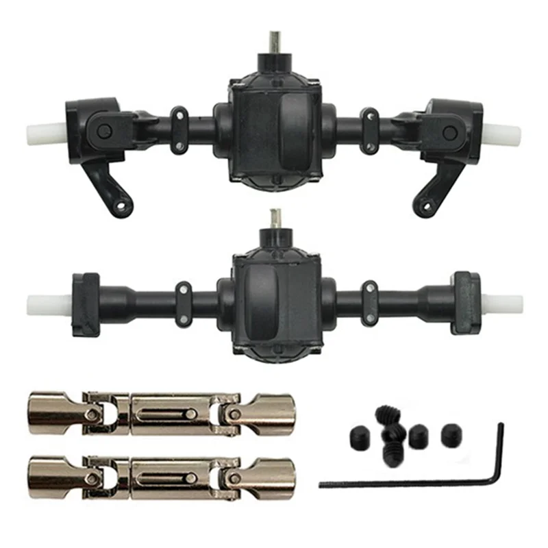 

Upgrade Metal Gear Solid Front Axle + Rear Axle With 1 Set Axle Assembly Spare Parts For WPL 4WD RC Car RC Black