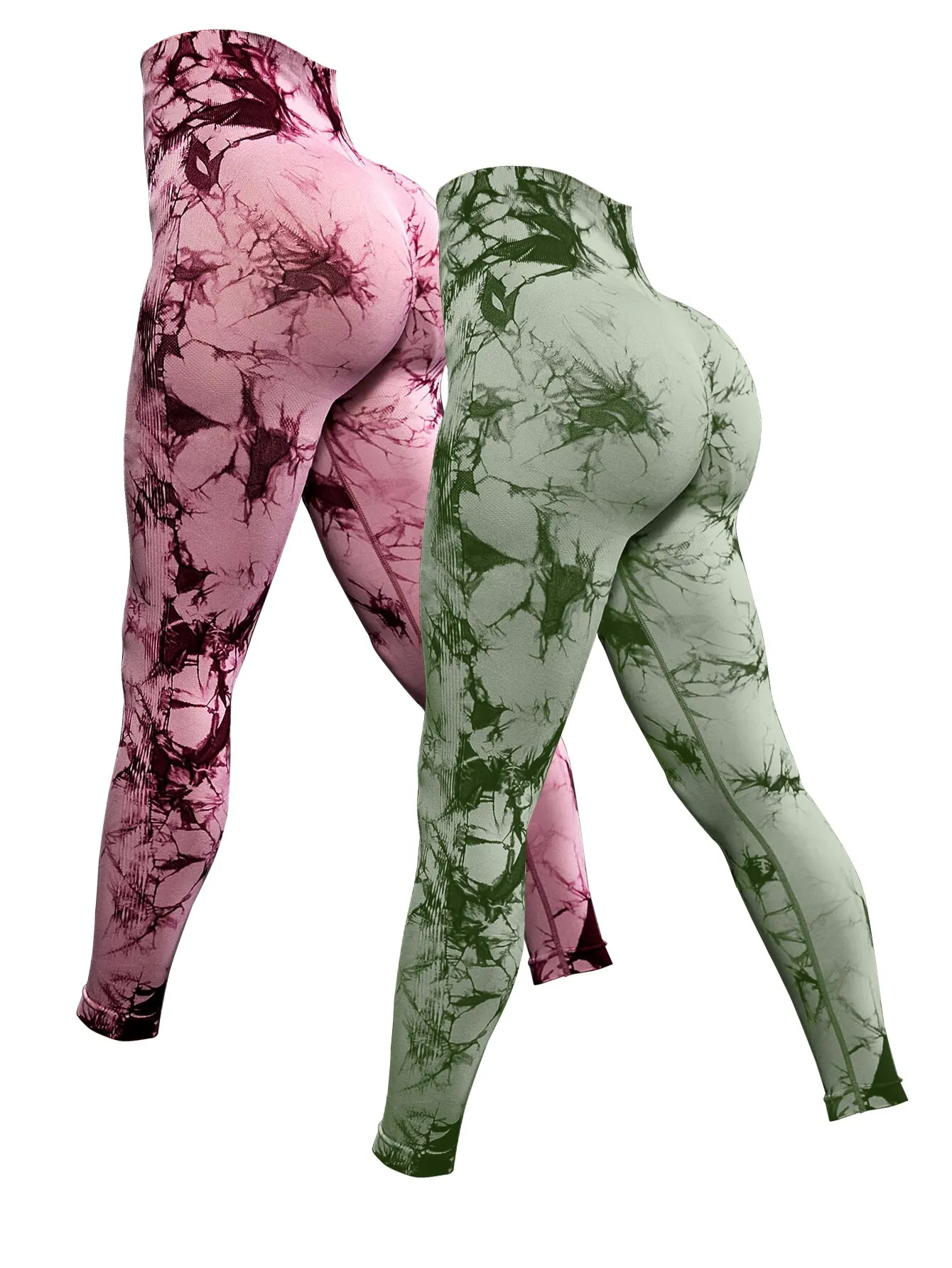 Tie Dye spodnie do jogi legginsy sportowe 2 szt. Bezszwowe wysokie talia Push Up damskie rajstopy Fitness legginsy treningowe odzież sportowa