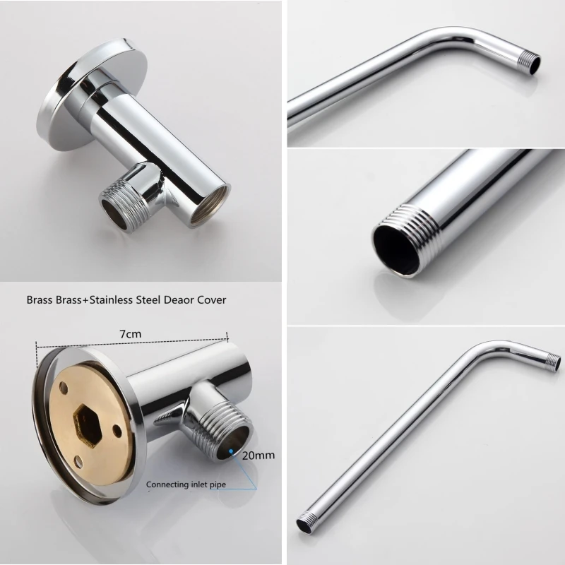 Shower Head Extension Arm Wall Mounted Stainless Steel Rainfall Extend Pipe Tube Shower Holder Base Bathroom Accessories