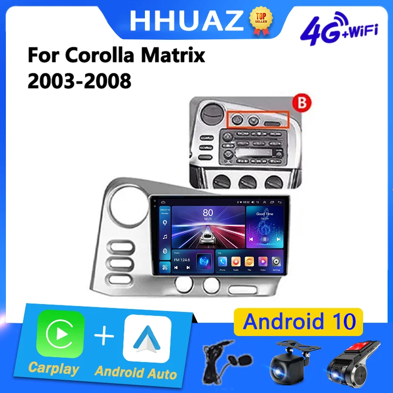 

Android For Toyota Corolla Matrix E140 2003-2008 Car Radio For PONTIAC Vibe 2003 2004 Navigation Carplay Radio Automotive Player