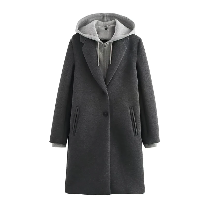 

Detachable Hooded Splicing Coat Women's Sle Spring New Arrival 2025 Z Polyester Fiber Large Outerwear Jaet