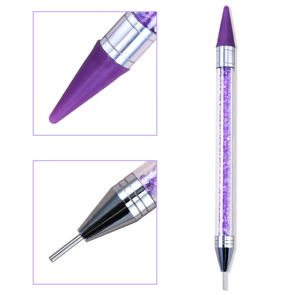 1Pc Dual-ended Strass Edelsteine Picker Punktierung Stift Wachs Bleistift Acryl Griff Kristall Studs Picker Maniküre Nail art DIY Werkzeuge