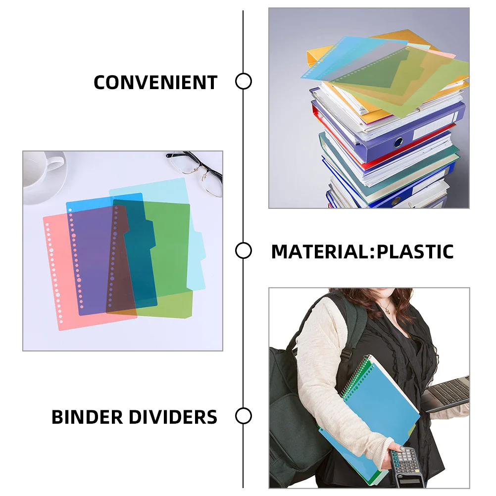

10 set Binder Plastic Page Markers For Notebook Index Classification Colored Dividers For Loose-Leaf Organizers Notebook Tab