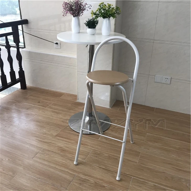 Taburete alto plegable de 75cm de altura, silla de mostrador de barra de café con patas de acero, respaldo de arco, taburete de Bar, muebles