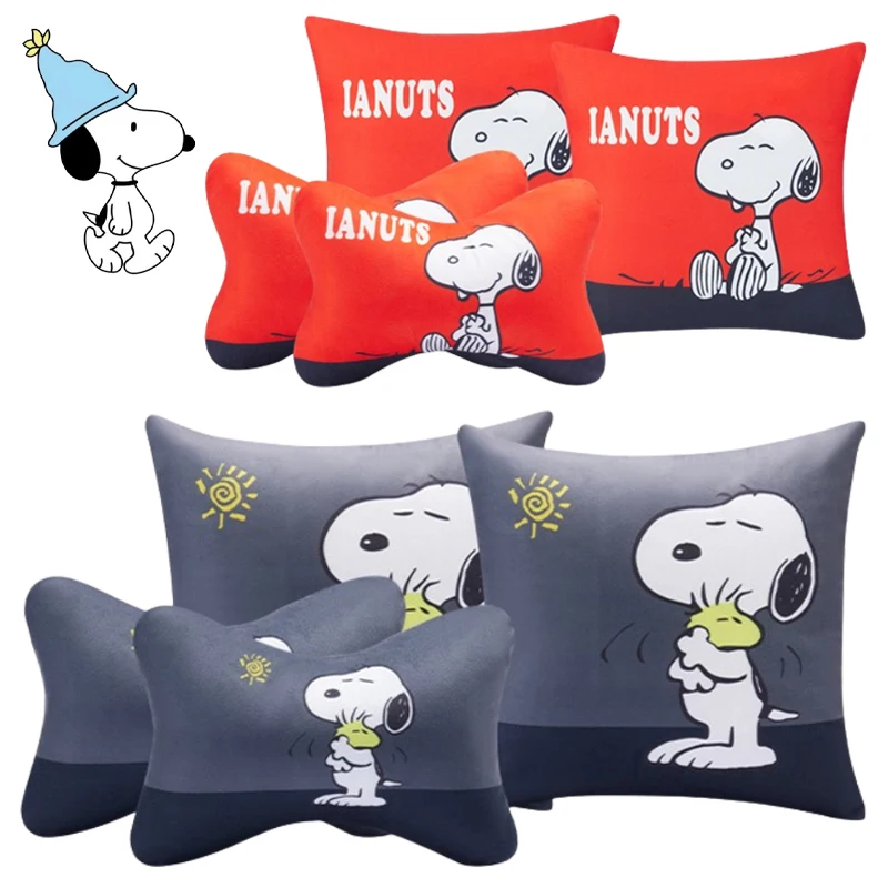 Snoopy Neck Pillow Cushion Cartoon Car Seat Headrest Rest Relax Soft Universal Neck Protector Pillows Support Pad Auto Interior