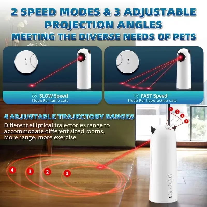 Automatic Cat Toy Interactive Smart Teasing Pet LED Laser Indoor Cat Toy Accessories Handheld Electronic Cat