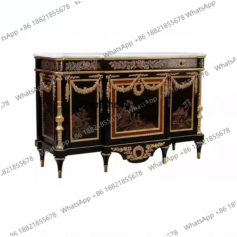 

French European luxury painted gold foil decorative cabinet foyer cabinet model dining side cabinet