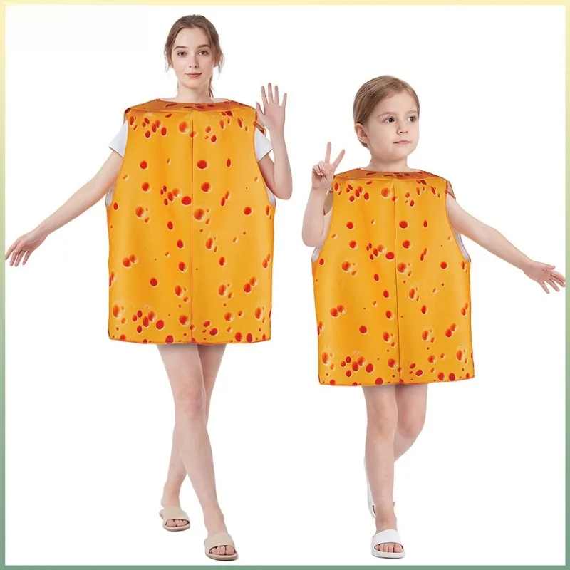 

Yellow Cheesy Cosplay Costume Cheese Food Jumpsuit for Adults Boys Girls Halloween Carnival Party Performance Roleplay Outfits