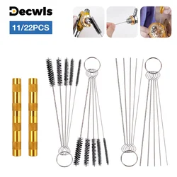 11/22 pcs AirBrush Spray Gun Nozzle Cleaning Set Needle Brush Repair Tool Stainless Steel Handle Precision Car Motorcycle Kit