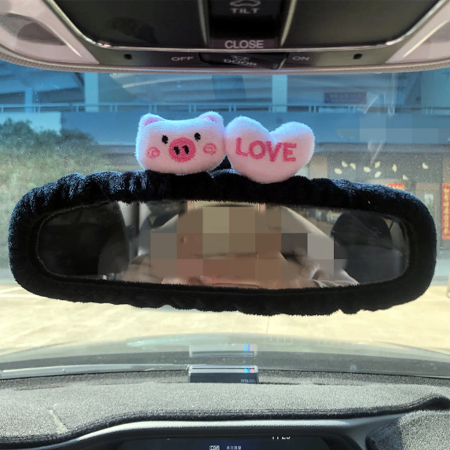 1PC Car Rearview Mirror Cover Cute Car Interior Plush Elastic Cartoon Bee Pig Cat Car Reversing Mirror Cover Deco Car accessorie