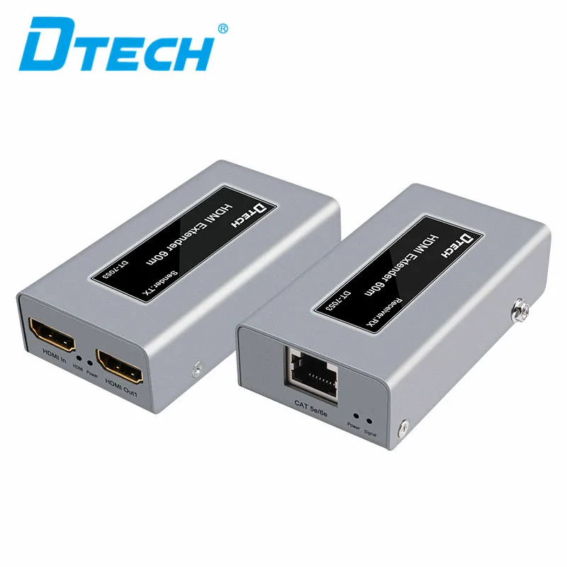 Extensor HDMI Dtech sobre único extensor Ethernet HDMI Ca5e/6 de até 196 pés Extensor HDMI 60m com IR