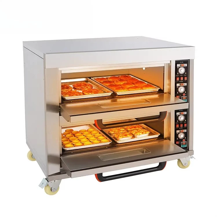 

Оборудование для выпечки, большая емкость, 2-слойная, 4 противня, газовая духовка для выпечки тортов, хлеба, пиццы, коммерческая печь для выпечки