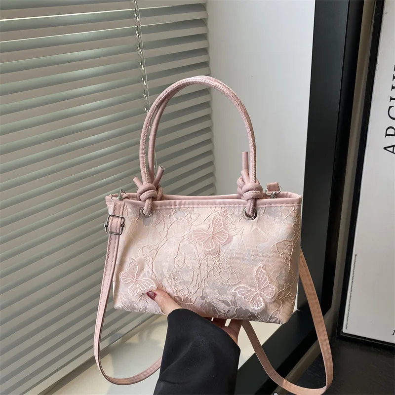 

Sweet Lace Butterfly Trend Embroidered Handbag, New Fashion Large Capacity Temperament Women's Shoulder, Messenger Bag