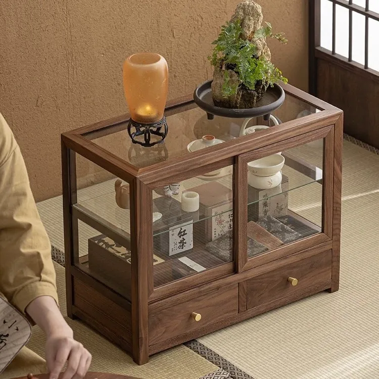Glass Storage Dustproof Tea Set Cabinet Dustproof Shelf Display Cabinet