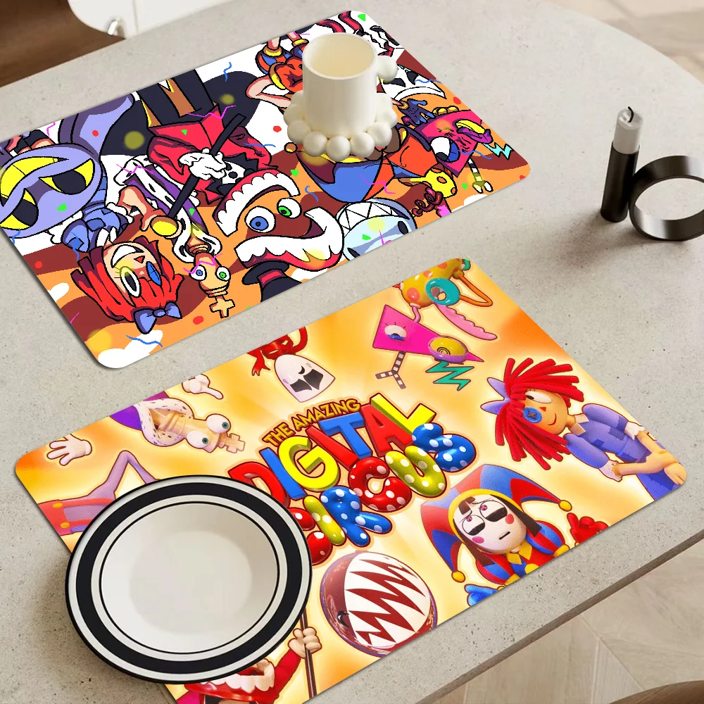 

The Amazing Digital Circus Printed Dish Drying Mat Super Absorbent Coffee Drain Pad Tableware Quick Dry Rug Kitchen Placemat