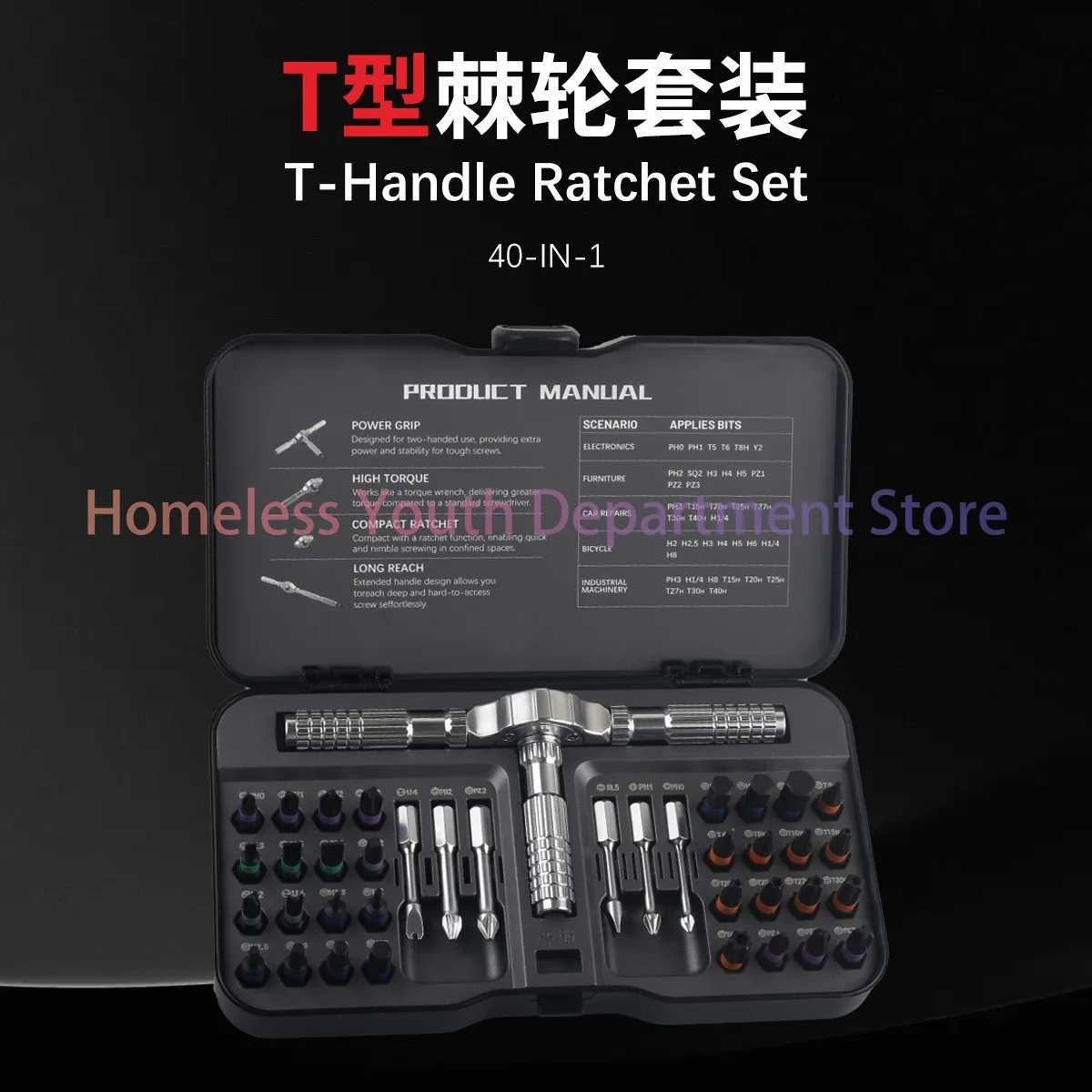 Multifunctional Ratchet Screwdriver Set 42-in-1 Multi-Purpose High Hardness Bit Sleeve S2 Steel Driver