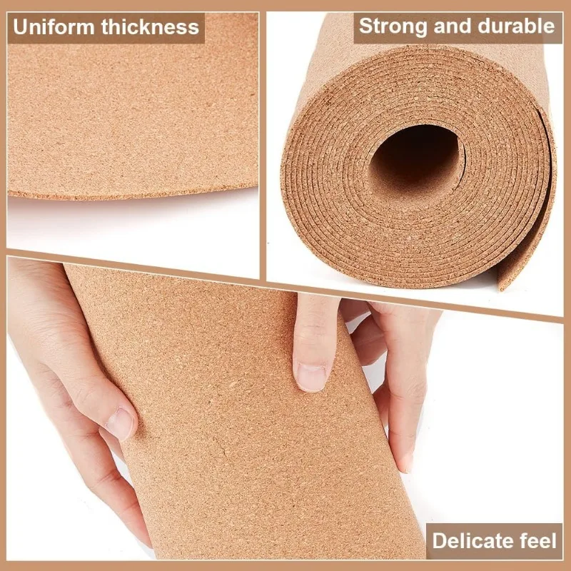 11.4ftx15.7inch Cork Roll Sandy Brown Cork Sheet Bulletin Board Background Cork Board for Kitchen Hot Pads Wall Decorations