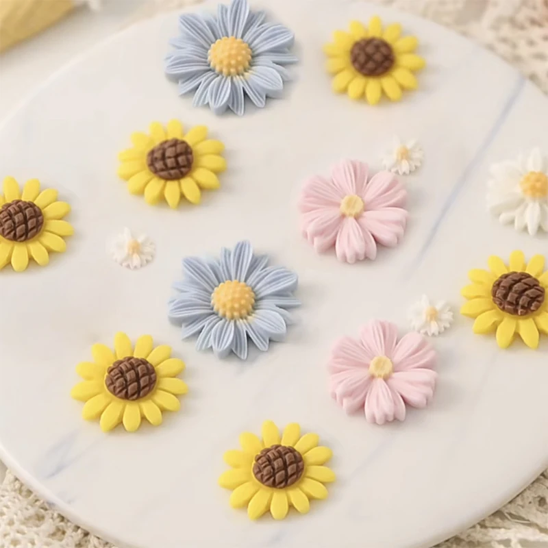 3D Flowers Silicone Mold Fondant Craft Cake Candy Chocolate Sugarcraft Ice Pastry Baking Tool Mould Hair Card Jewelry Accessorie