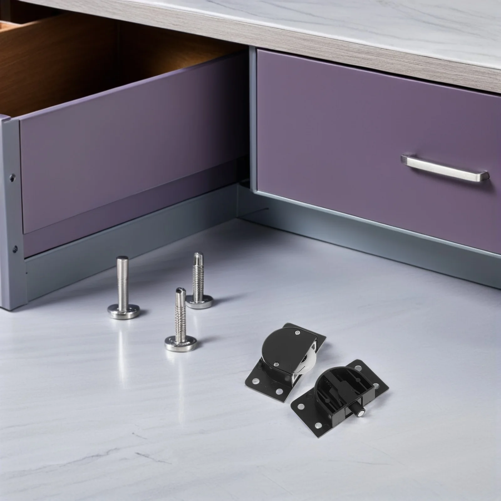 2 مجموعات انزلاق باب الخزانة الأسطوانة الأسود ترقية الأجهزة السلس البلاستيك عجلات بكرة لخزانة خزانة المطبخ قابل للتعديل #5