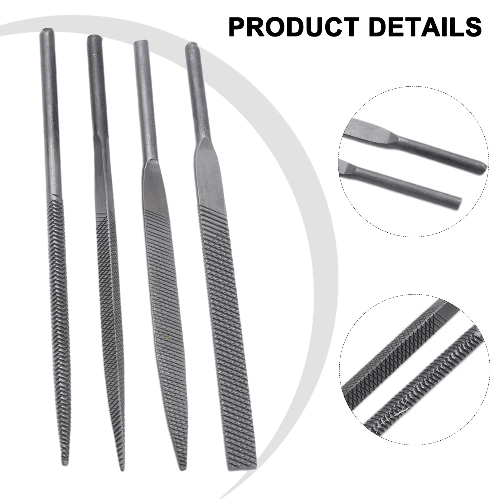 4pc Pneumatic File Set Compatible with AF 5 Pneumatic Grinder for Detailed Carving Smoothing and Edge Correction