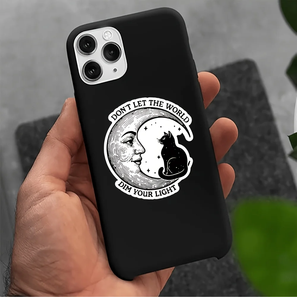 4 ピース/セットかわいい月猫漫画ステッカー - スケートボード、車、電話ケース用の取り外し可能な粘着デカール |   猫好きのための素敵な贈り物