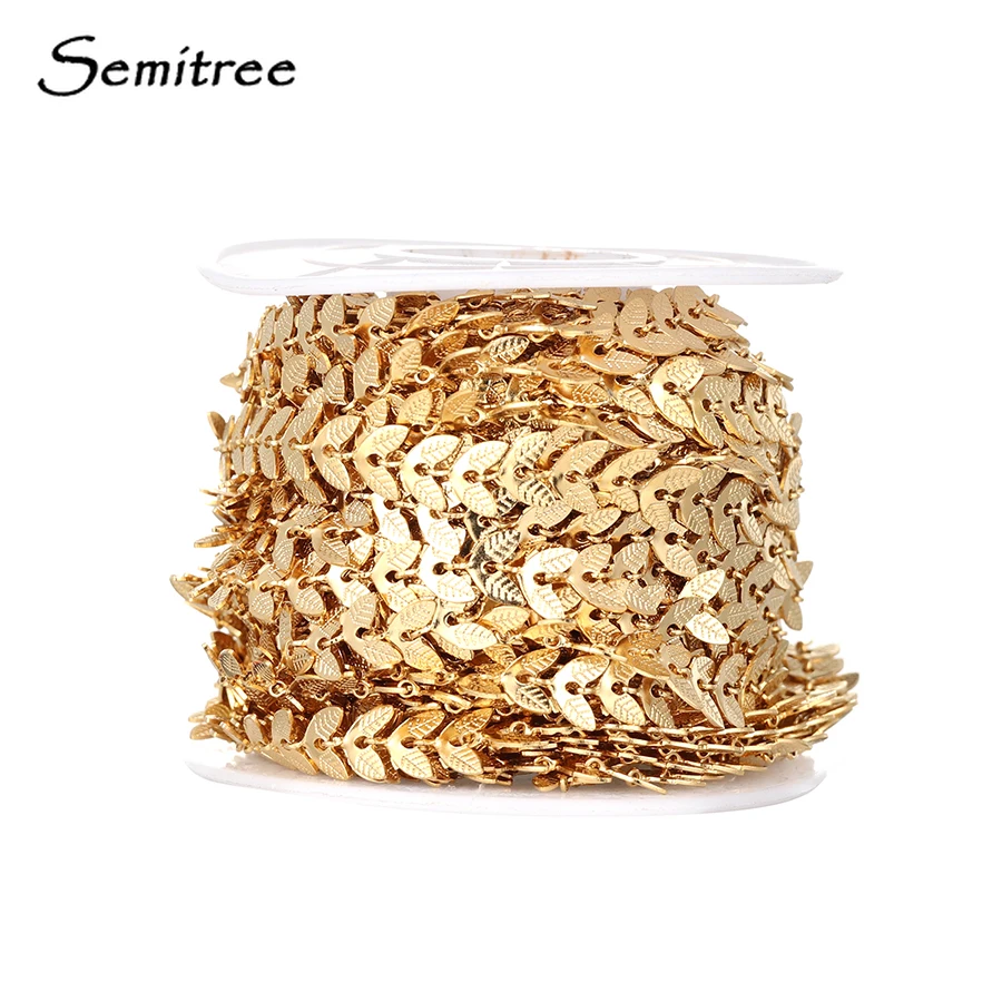 Semitree 1 Meter Stainless Steel Leaves Chains Component for DIY Bracelet Necklace Findings Anklets Jewelry Making Accessories