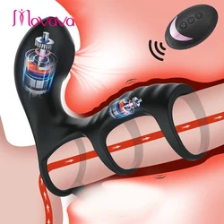 Double Penis Ring Men Stronger Erection Delay Ejaculation Reusable Sucking Vibrator Remote Control Clit Sucker Cock Ring Product